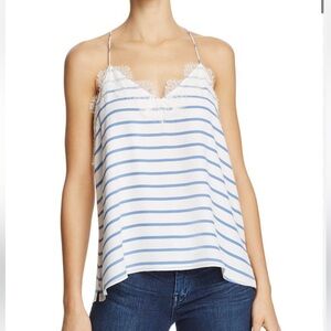 CAMI NYC Striped Silk Racer-Back Tank
